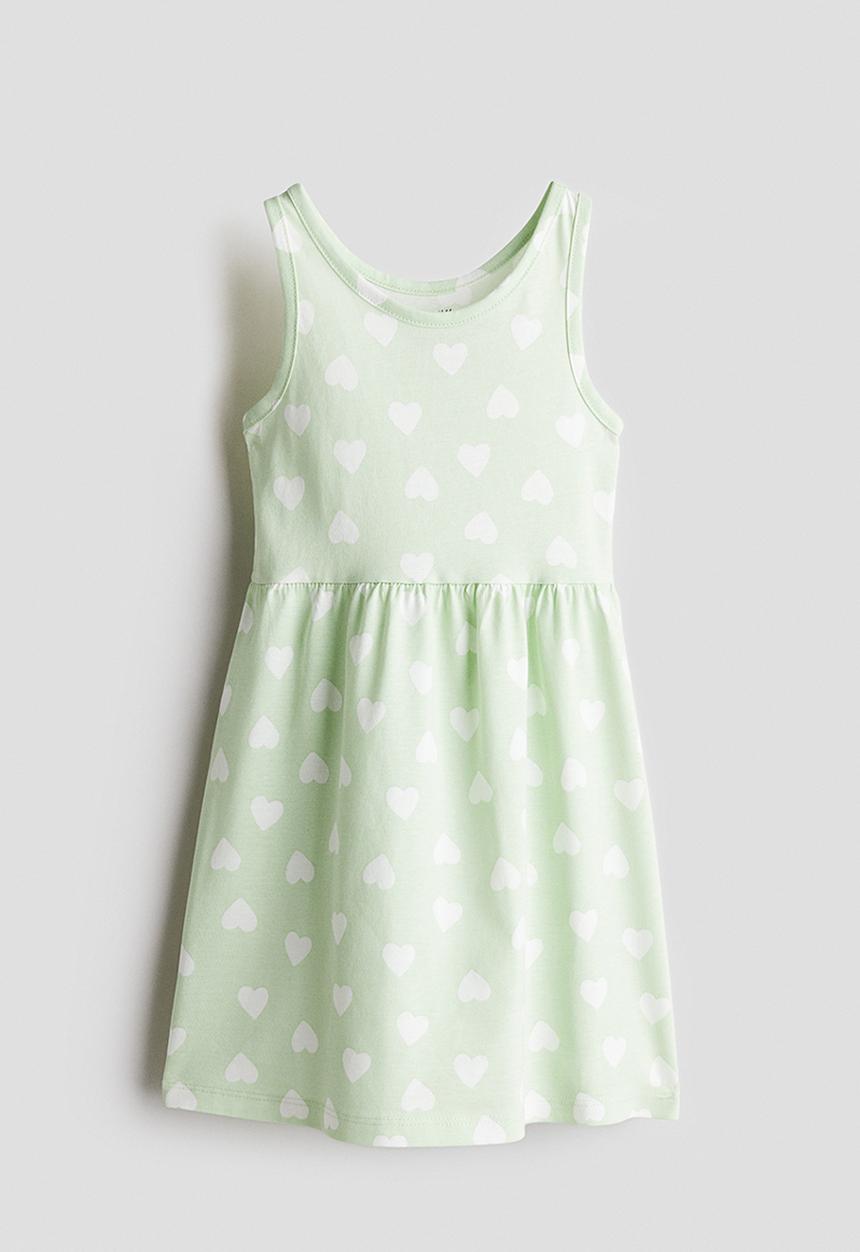 H&M - Patterned cotton dress - light green/hearts 