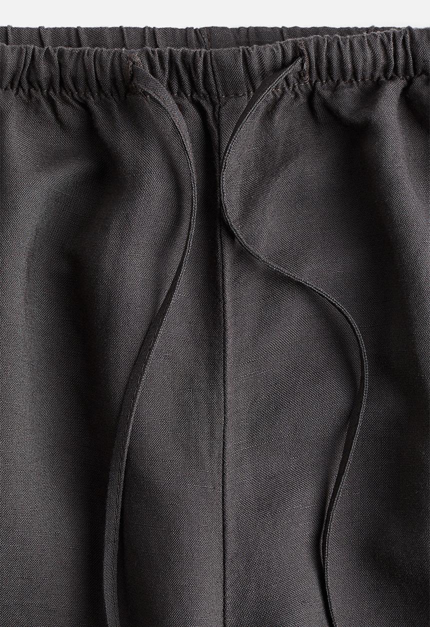 H&M - Straight linen-blend trousers - dark grey 