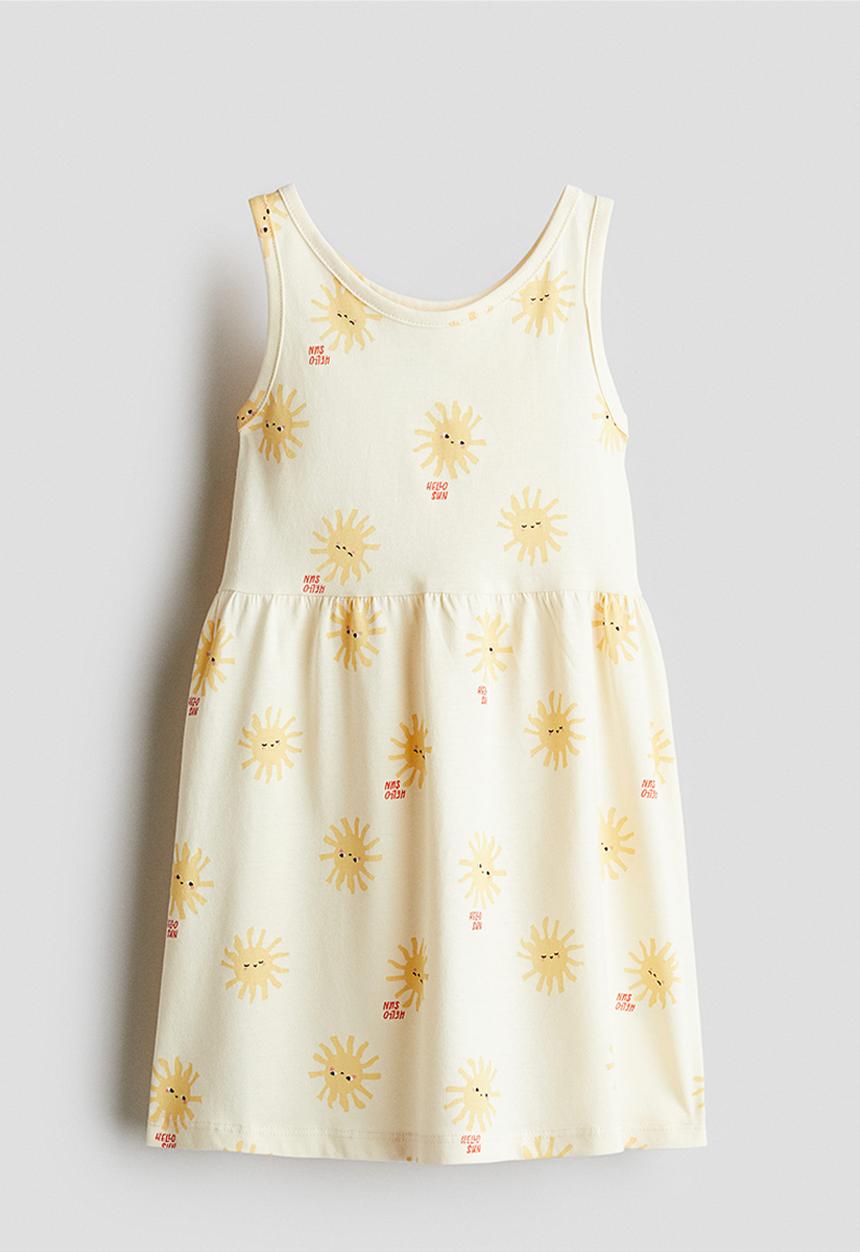 H&M - Patterned cotton dress - light yellow/hello sun