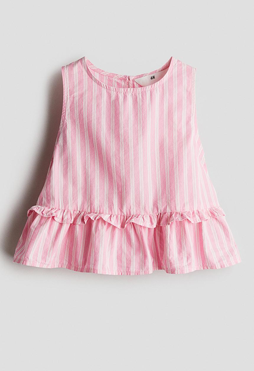 H&M - Cotton peplum top - pink striped