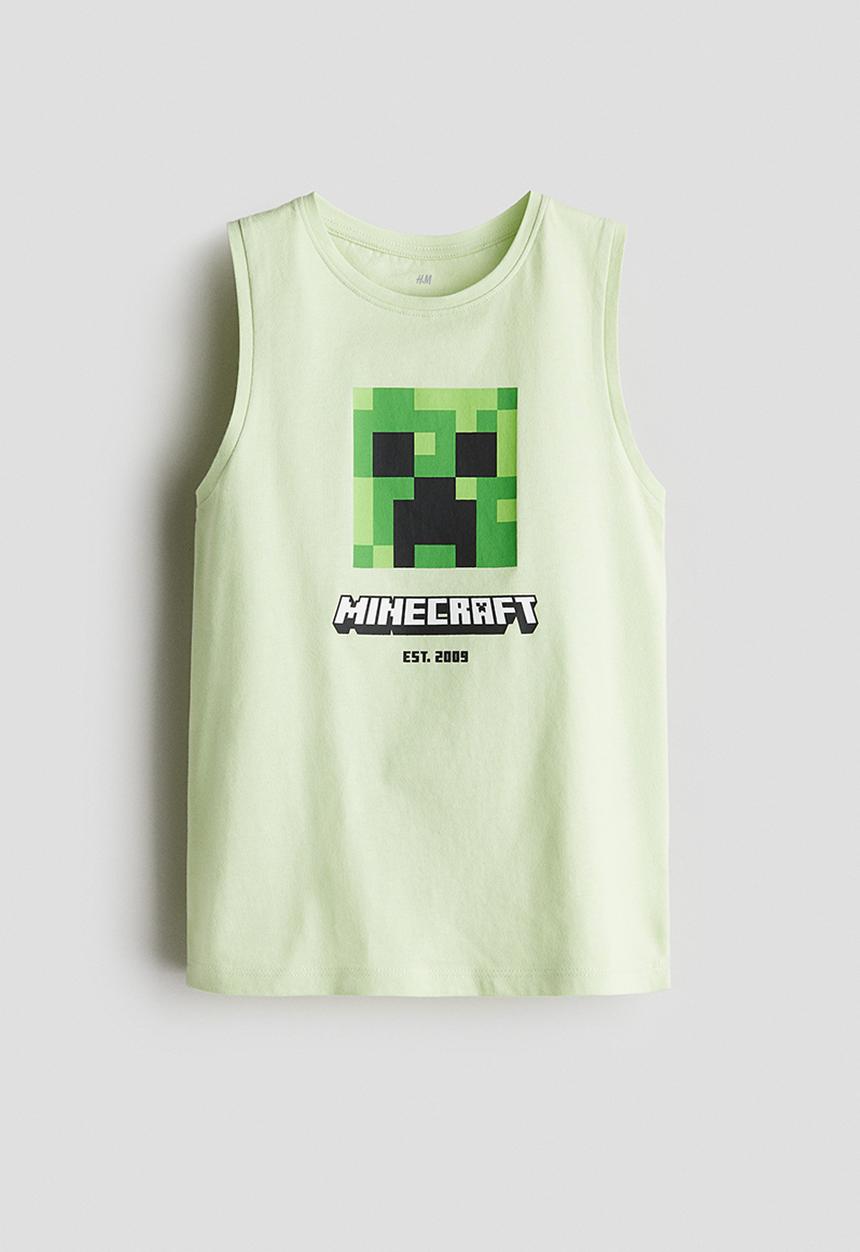 H&M - Printed vest top - light green/minecraft