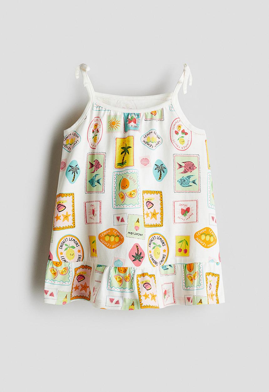 H&M - Printed dress - white stamps
