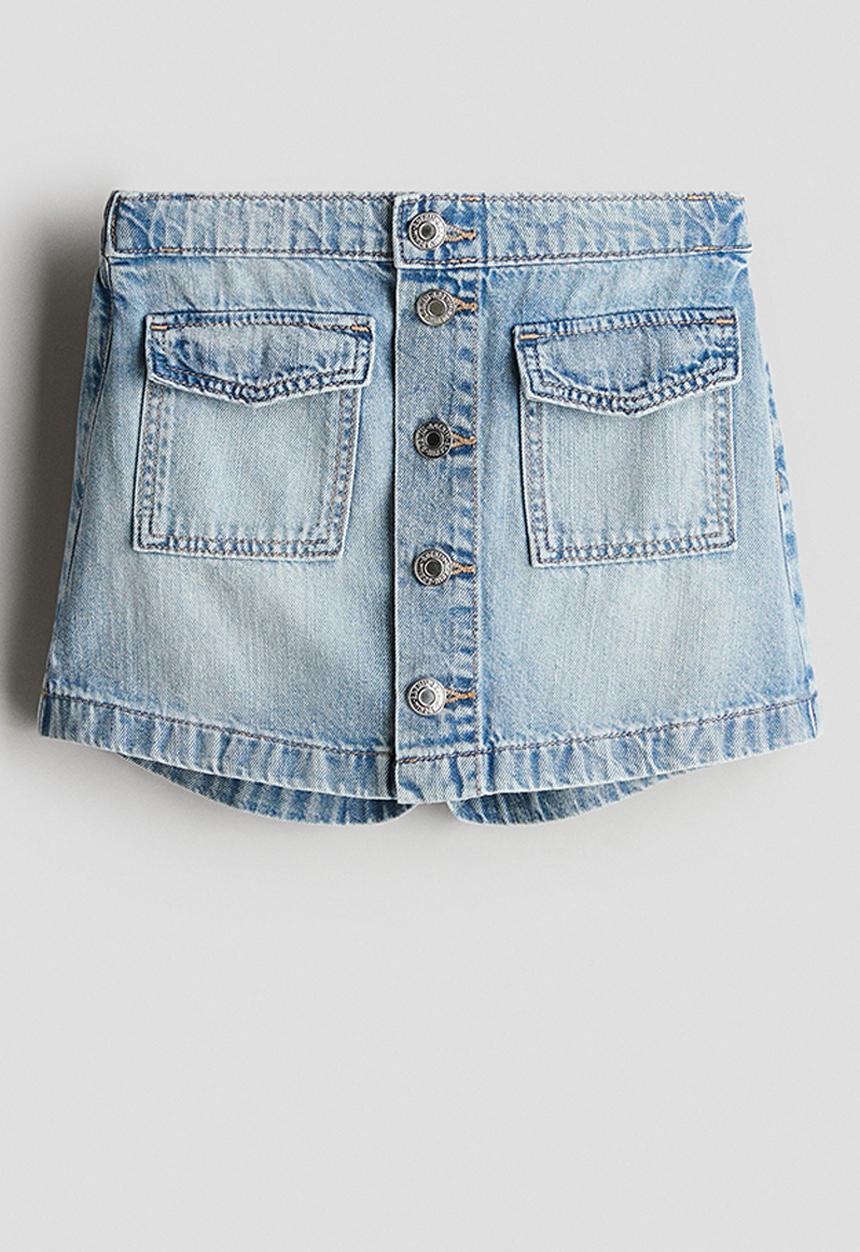 H&M - Cotton denim skort - light denim blue