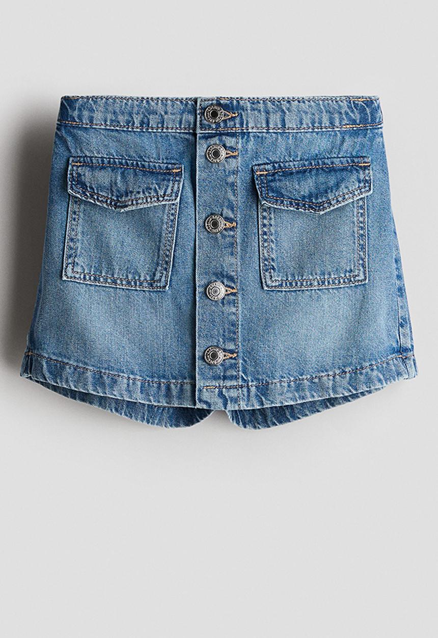H&M - Cotton denim skort - denim blue
