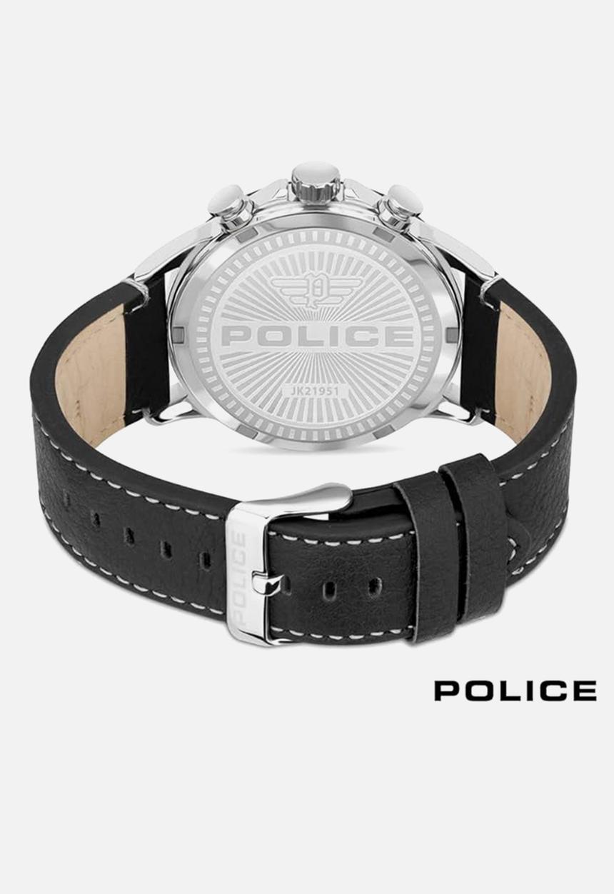 Police - Dial leather strap watch - black