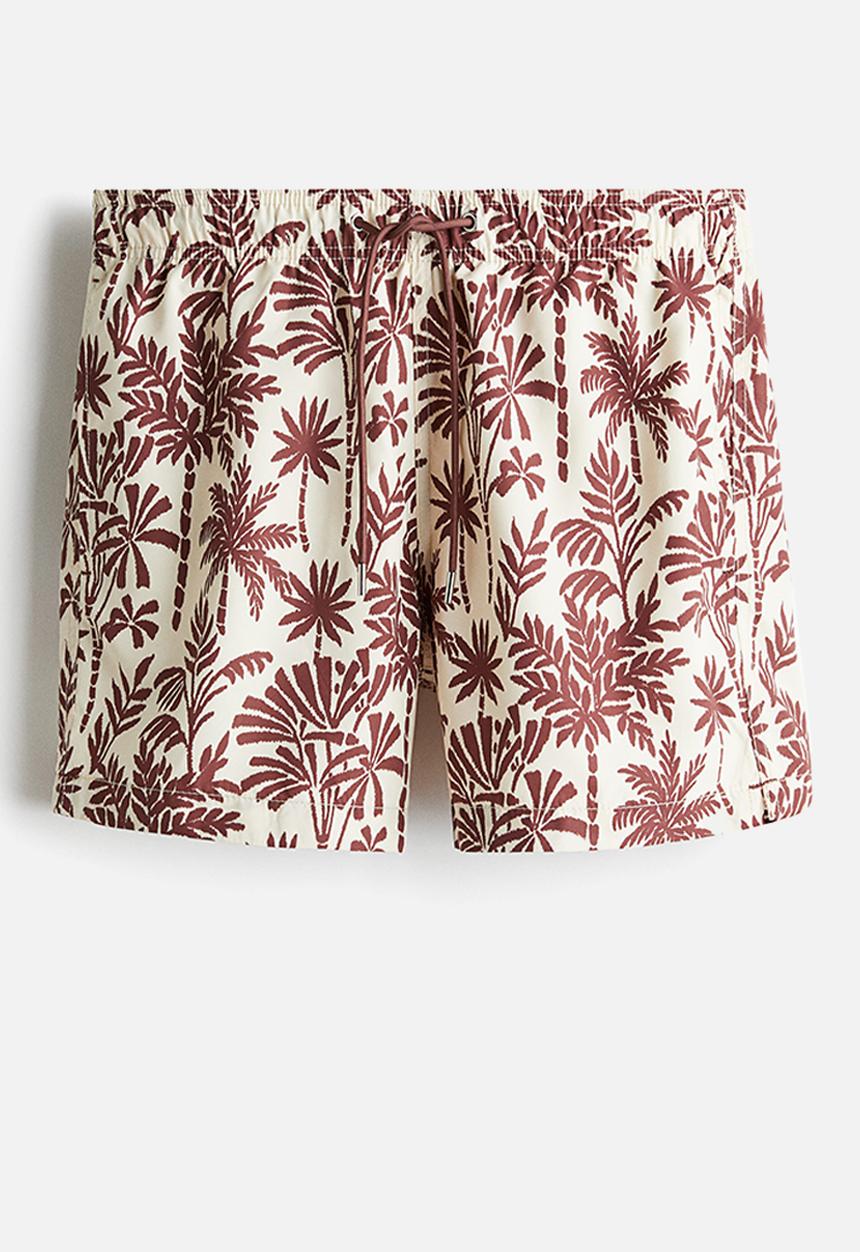 H&M - Patterned swim shorts - beige palm trees