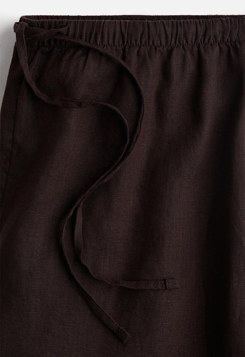 H&M - Linen drawstring shorts - dark brown