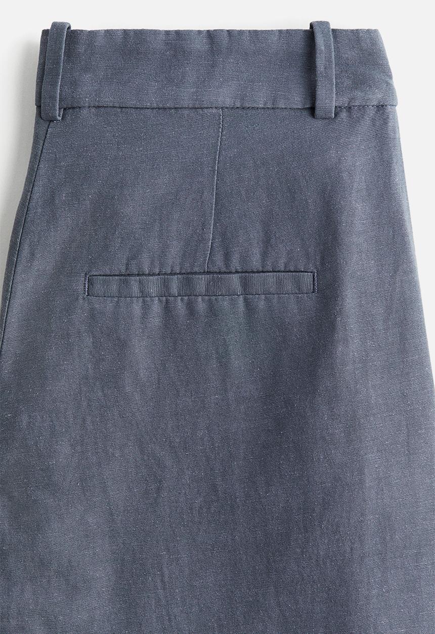 H&M - Wide linen-blend trousers - steel blue