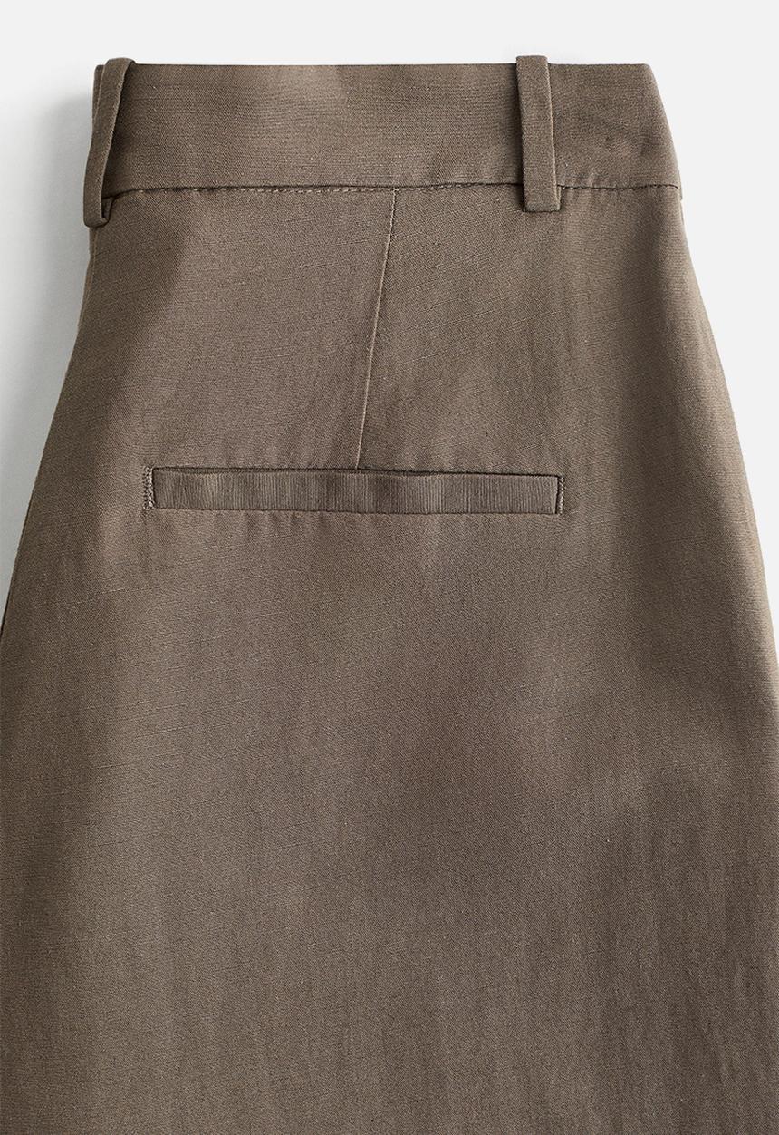 H&M - Wide linen-blend trousers - dark beige
