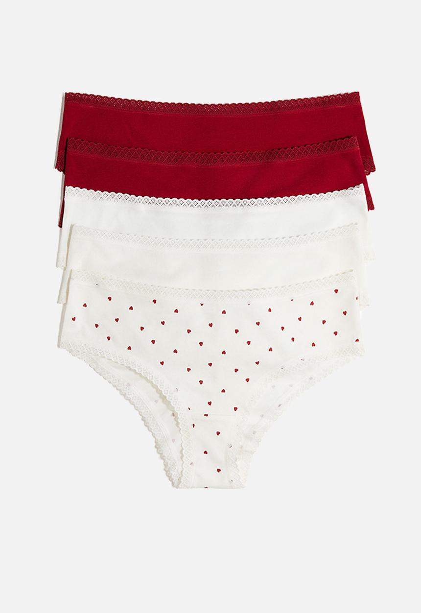 H&M - 5 pack cotton hipster briefs - white hearts 