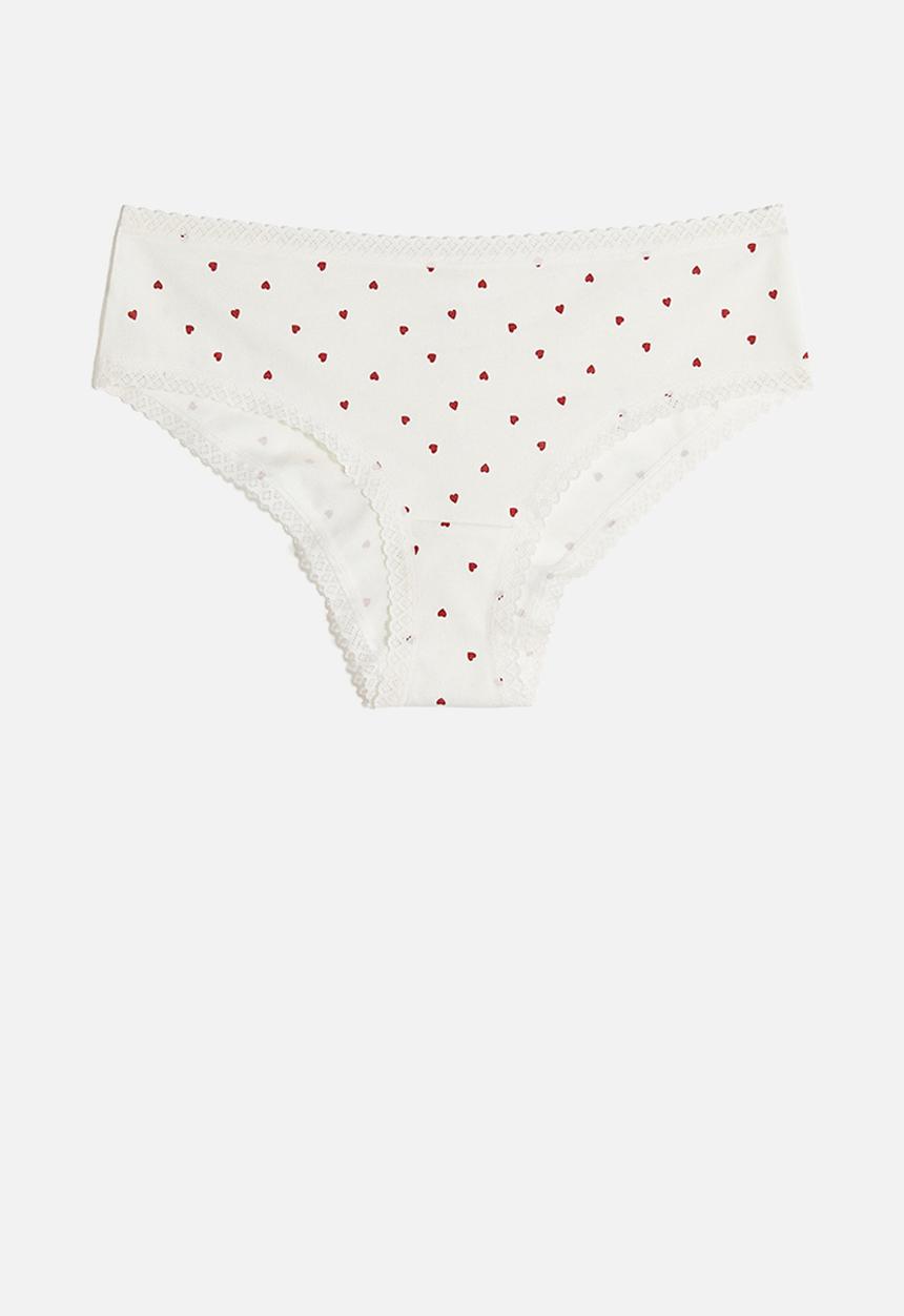 H&M - 5 pack cotton hipster briefs - white hearts 
