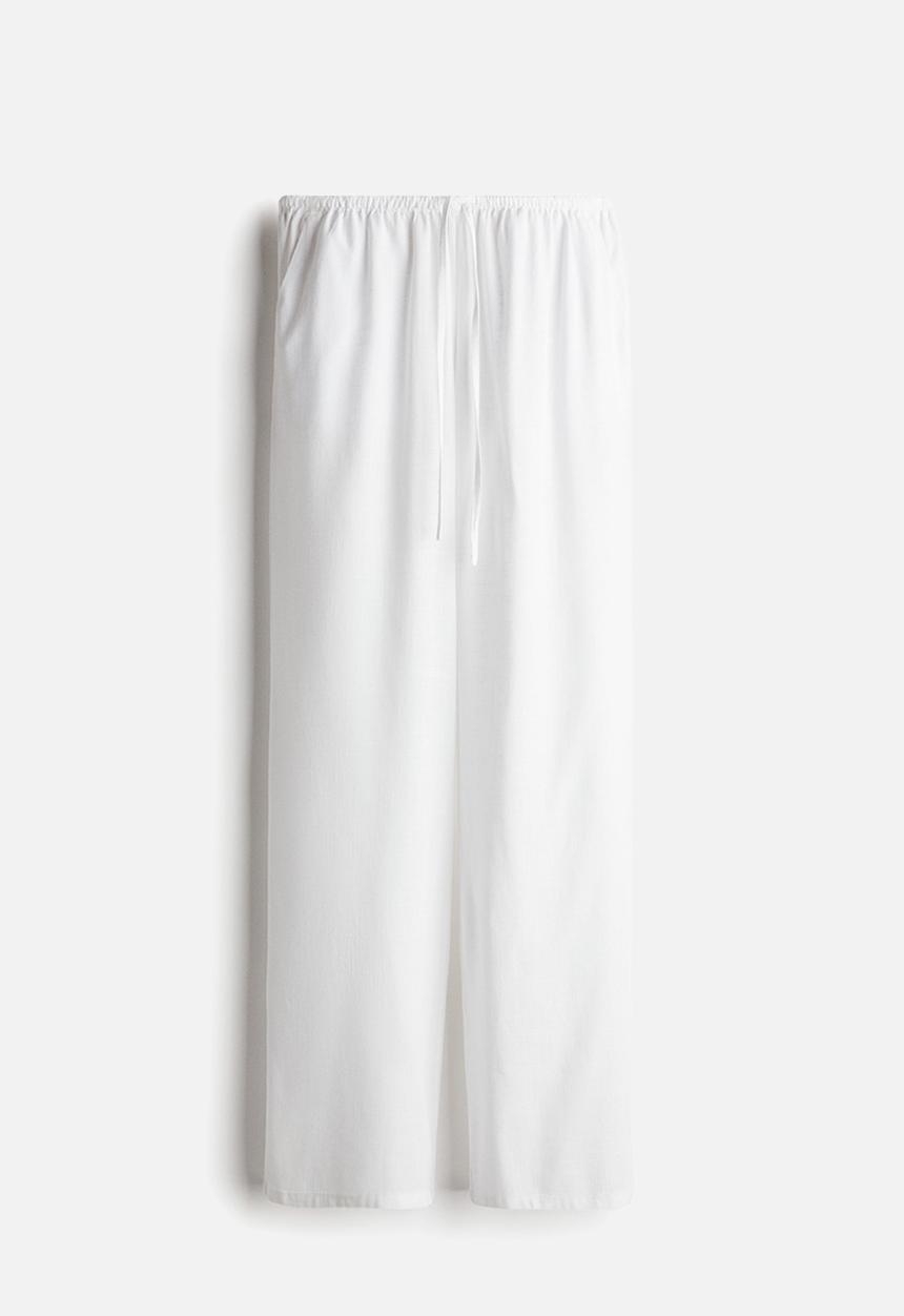 H&M - Straight drawstring trousers - white