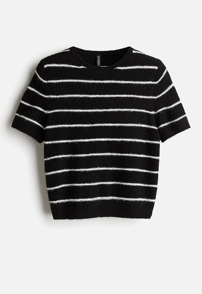 H&M - Fine-knit t-shirt - black striped