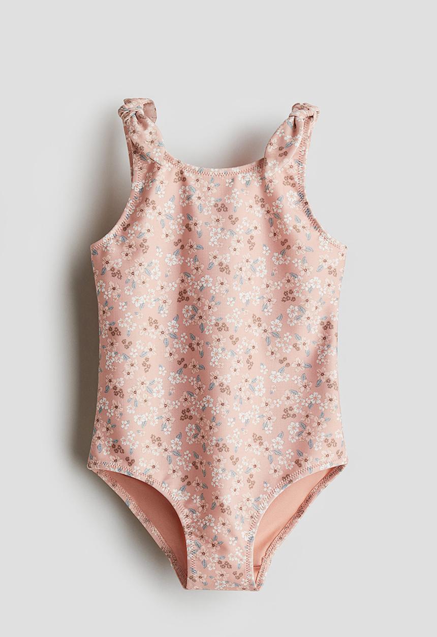 H&M - Printed swimsuit - light dusty pink/floral