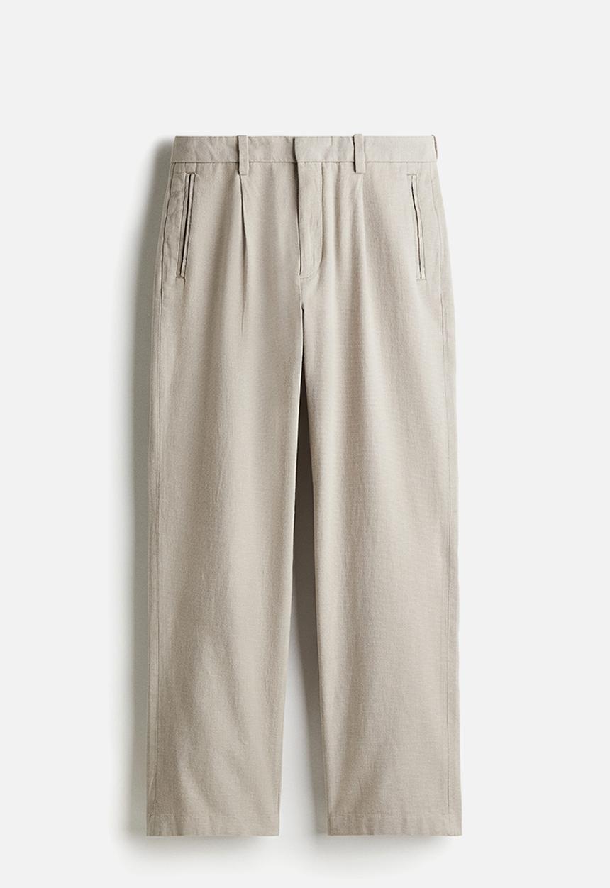 H&M - Relaxed fit linen-blend trousers - beige