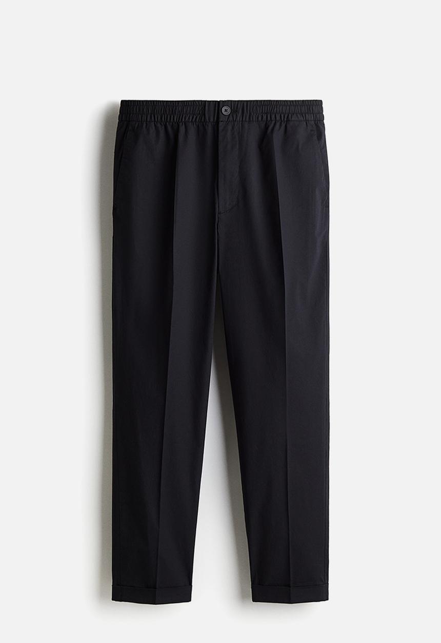 H&M - Regular fit cropped cotton trousers - black