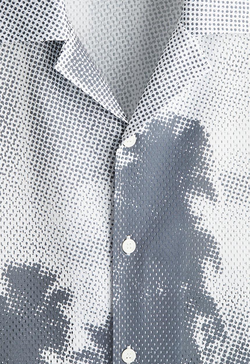 H&M - Loose fit mesh resort shirt - grey palm trees