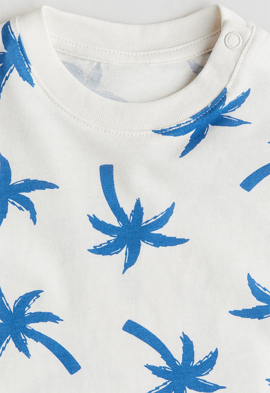 H&M - Printed cotton T-shirt - white/palm trees