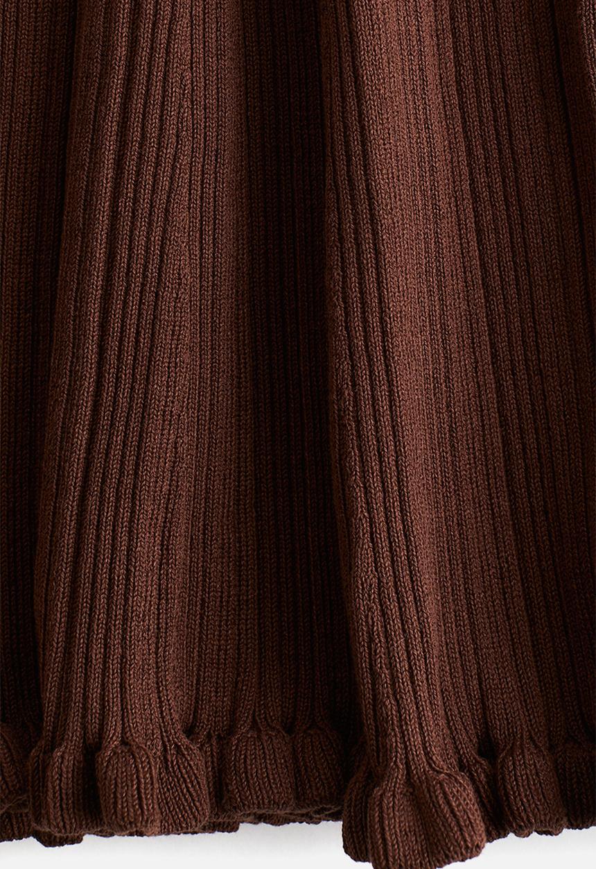 H&M - Flared rib-knit trousers - dark brown