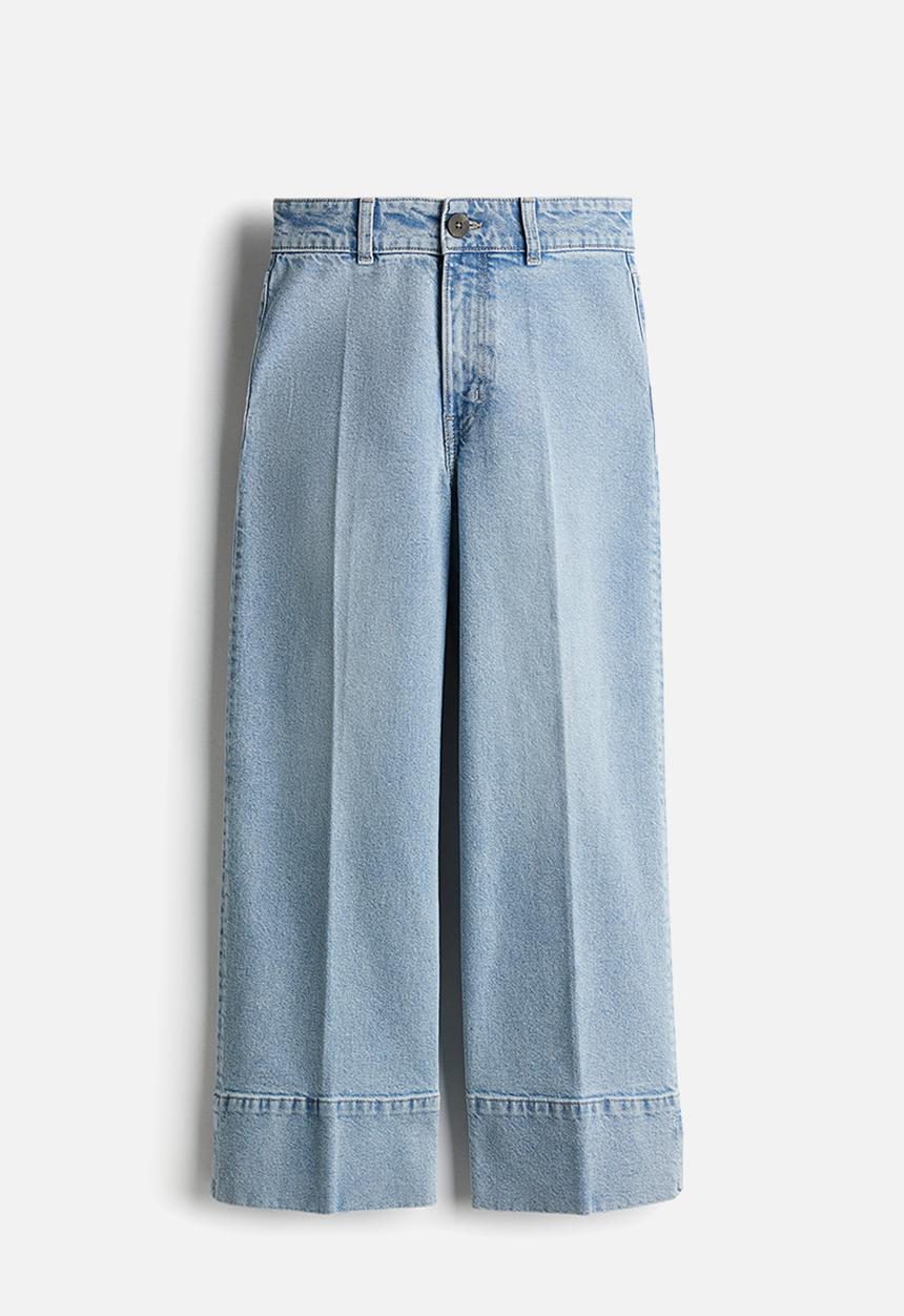 H&M - Wide high cropped jeans - light denim blue