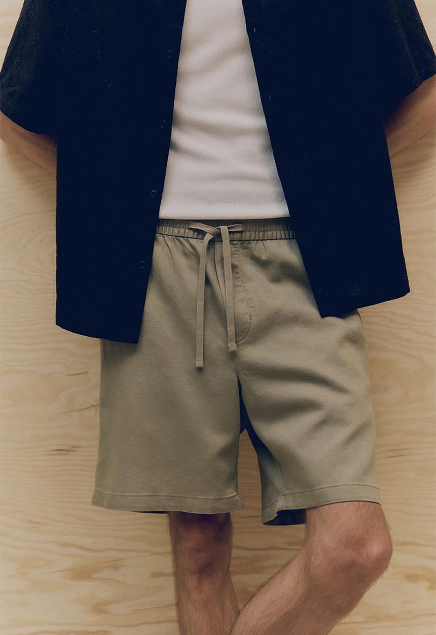 H&M - Relaxed fit linen-blend shorts - khaki green