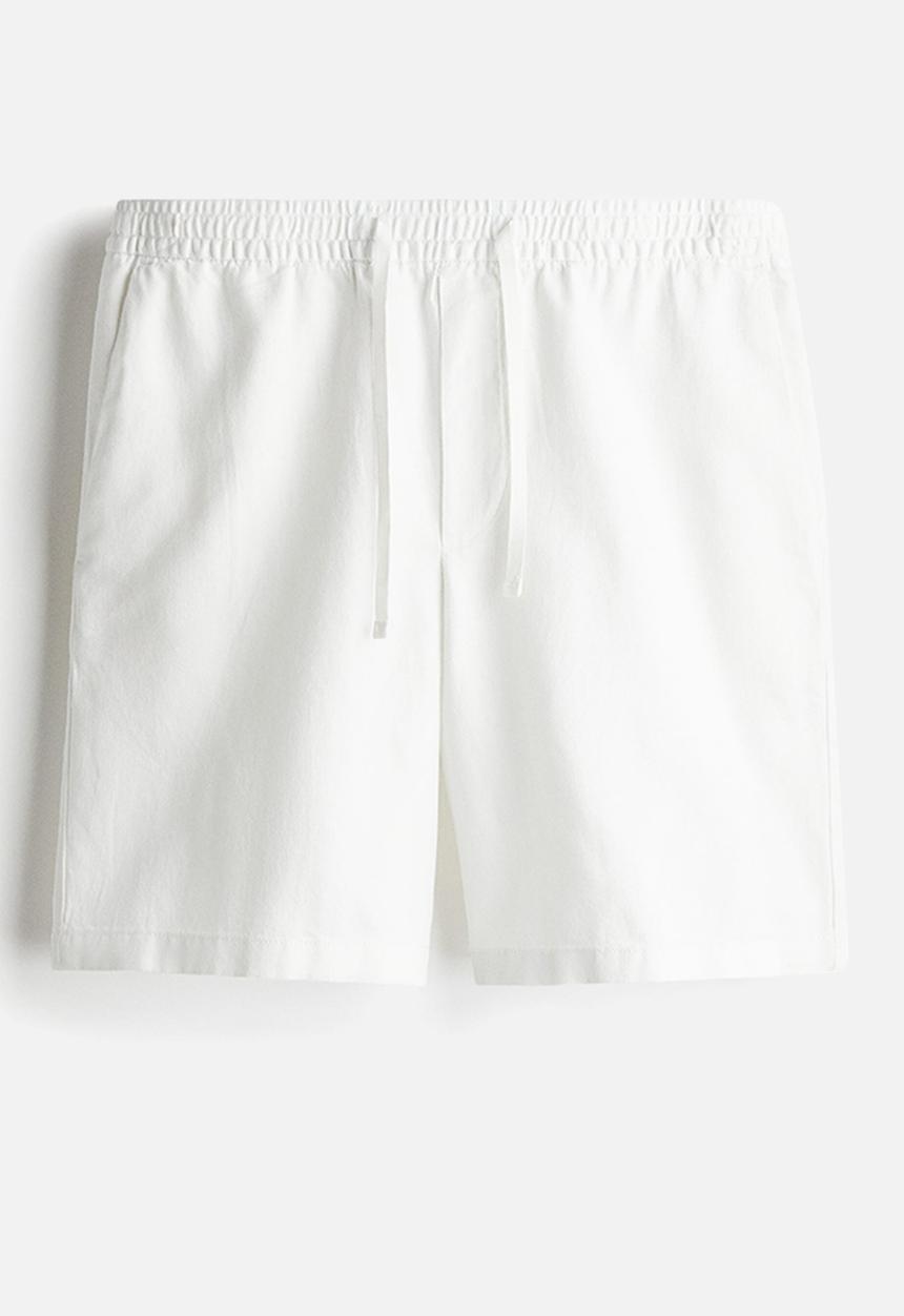 H&M - Relaxed fit linen-blend shorts - white