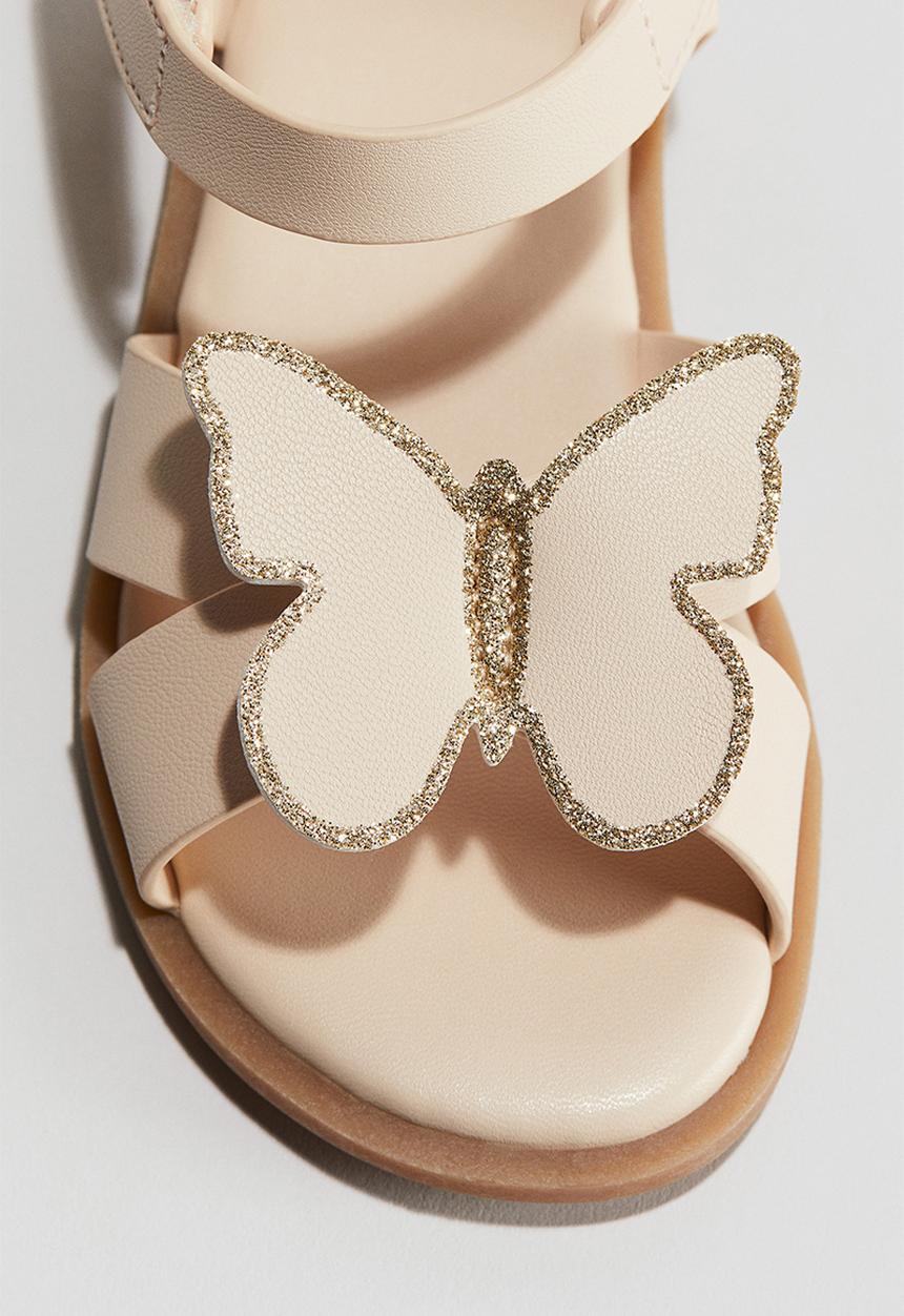 H&M - Appliquéd sandals - light beige/butterflies