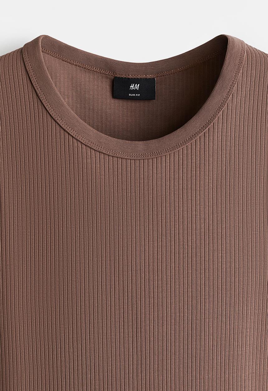 H&M - Slim fit ribbed vest top - light brown