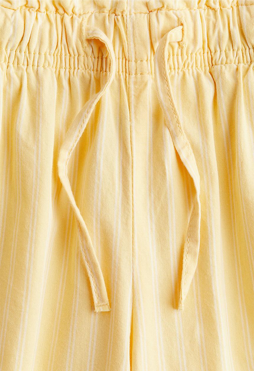 H&M - Wide cotton trousers -  yellow/striped