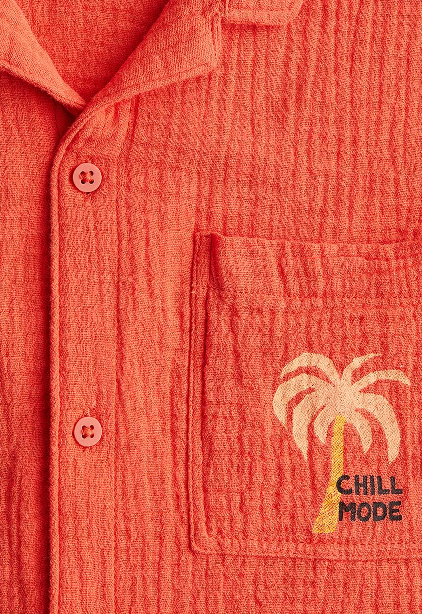 H&M - Cotton muslin resort shirt - orange/chill mode 