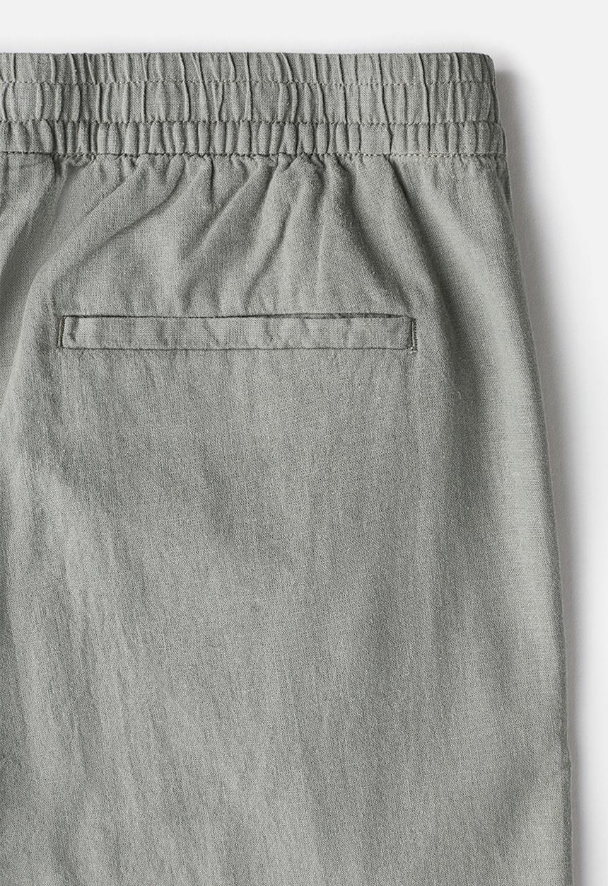 H&M - Regular fit linen-blend trousers - sage green
