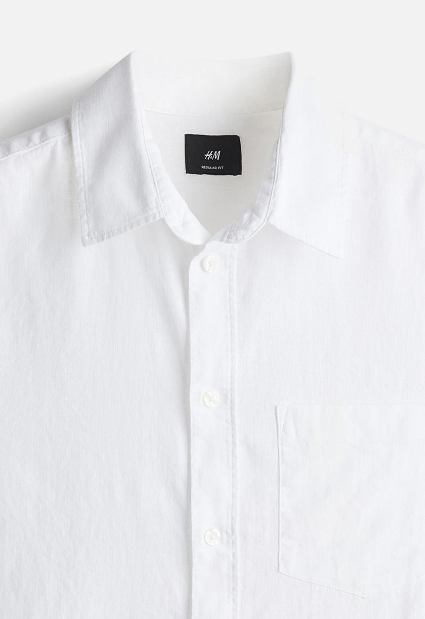 H&M - Regular fit linen-blend shirt - white