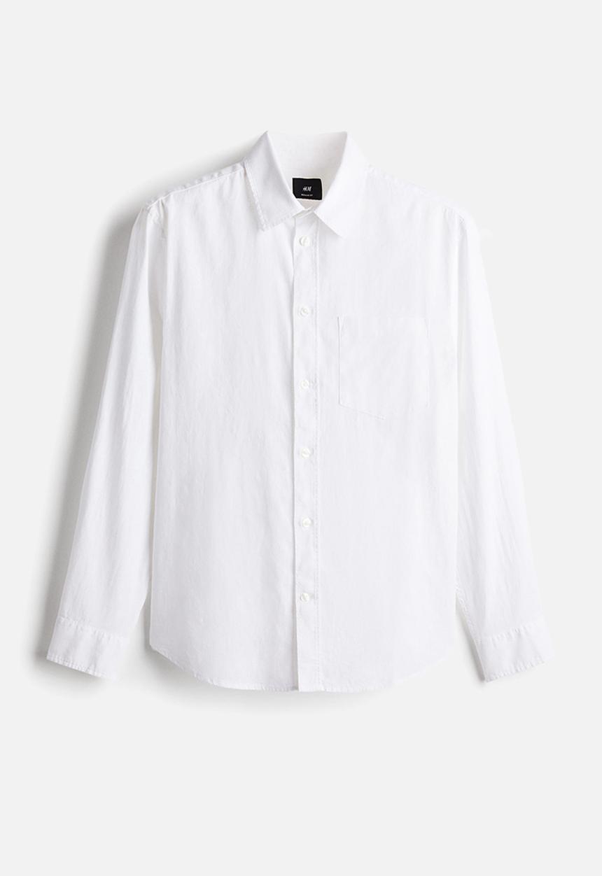 H&M - Regular fit linen-blend shirt - white