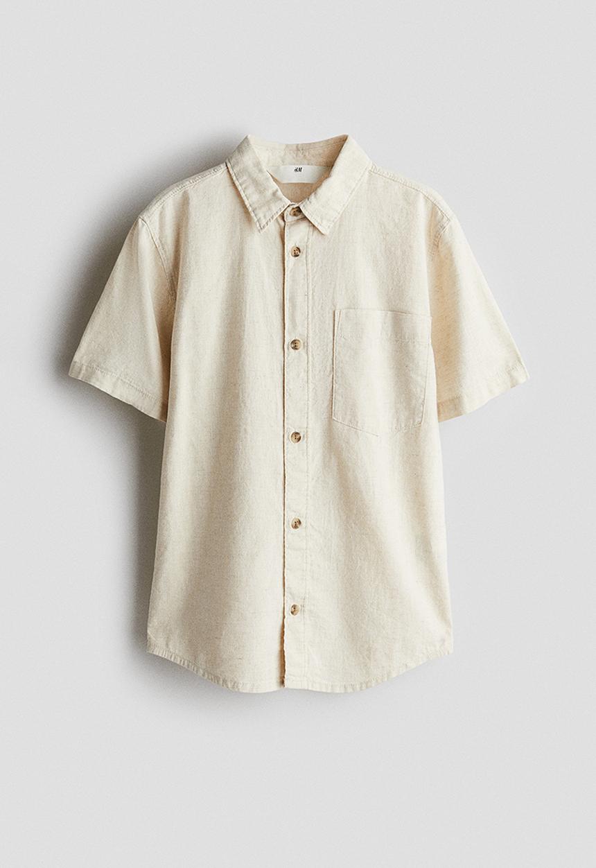 H&M - Linen-blend shirt -  light beige 