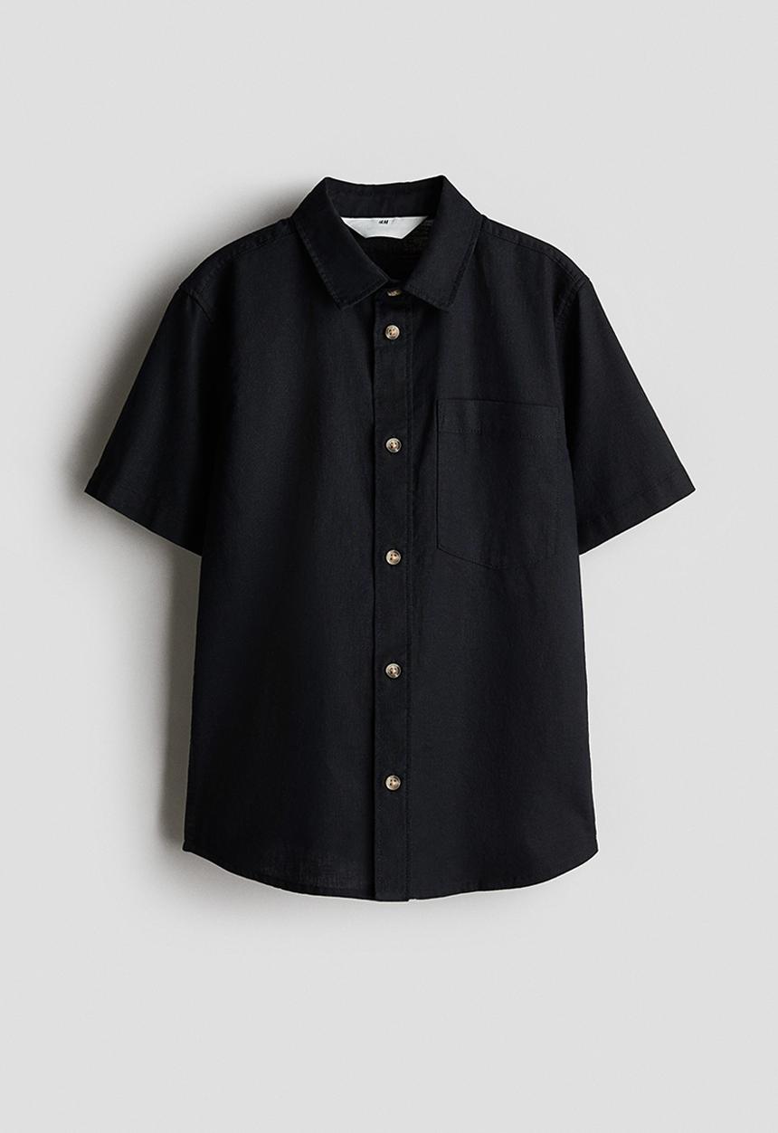 H&M - Linen-blend shirt - black