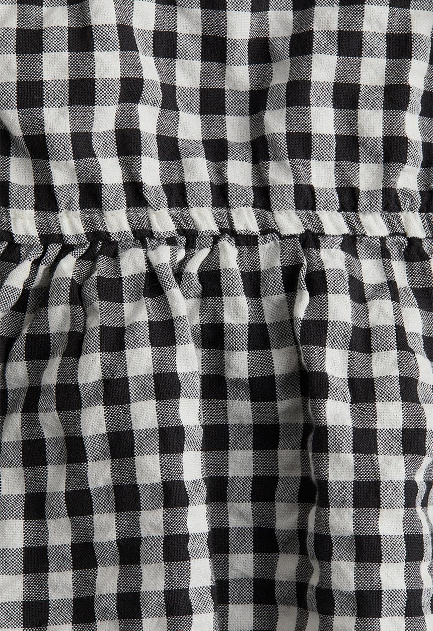 H&M - Bow-detail peplum top -black/checked
