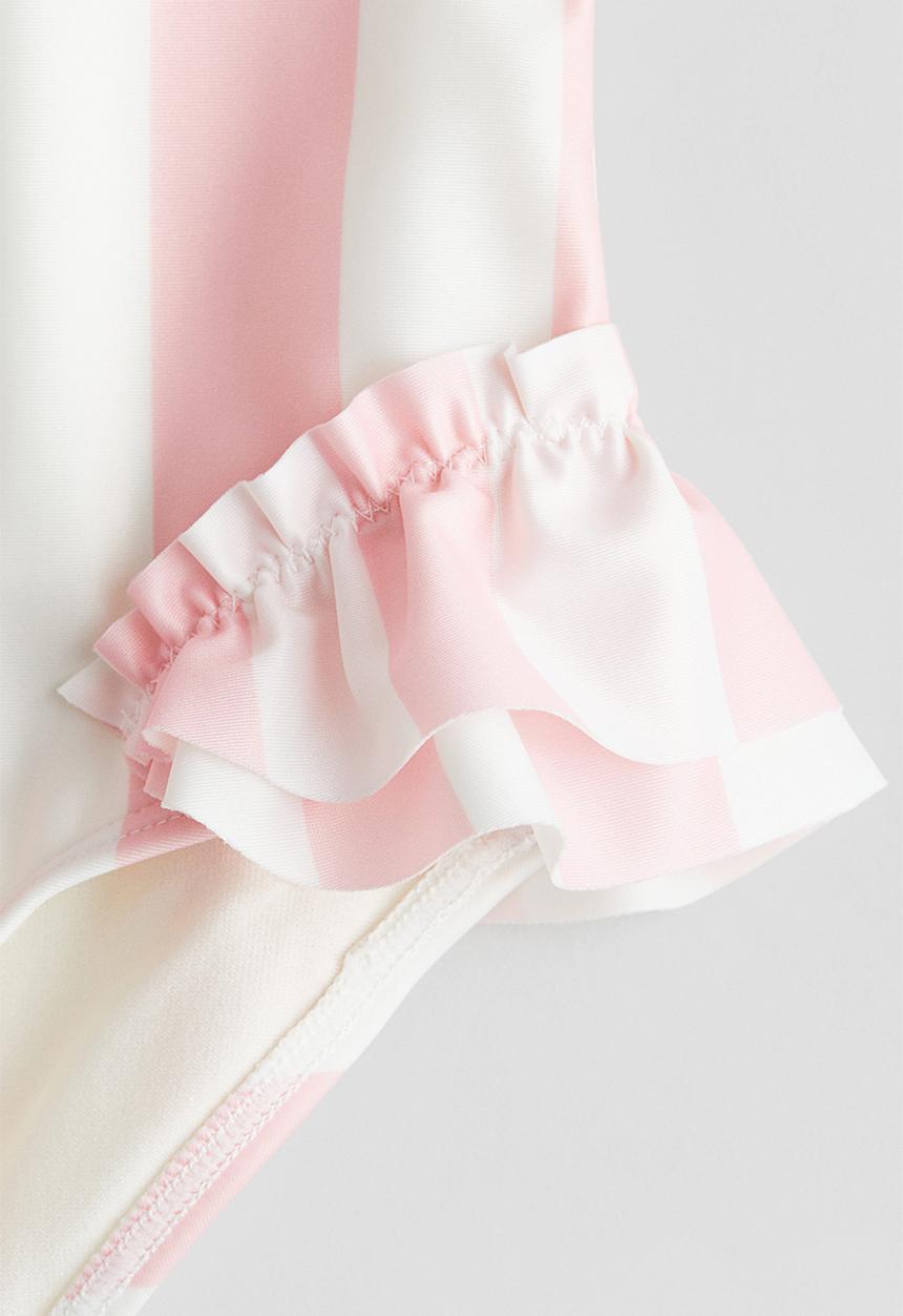 H&M - Printed flounce-trimmed swimsuit -  - pink/bluey