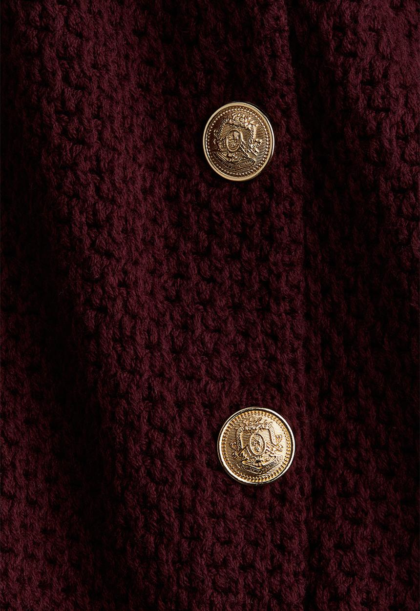 H&M - Textured-knit cardigan - burgundy