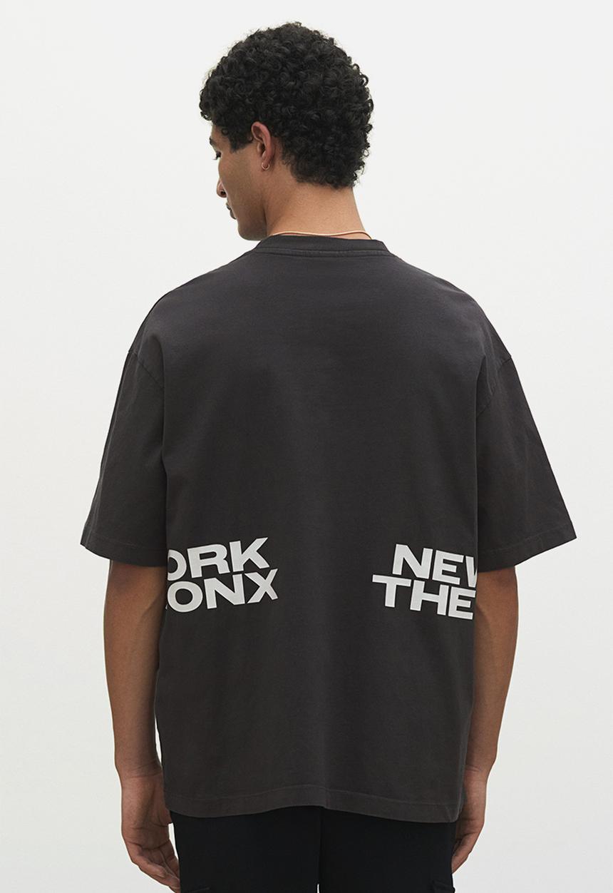 H&M - Loose fit washed T-shirt - dark grey the bronx