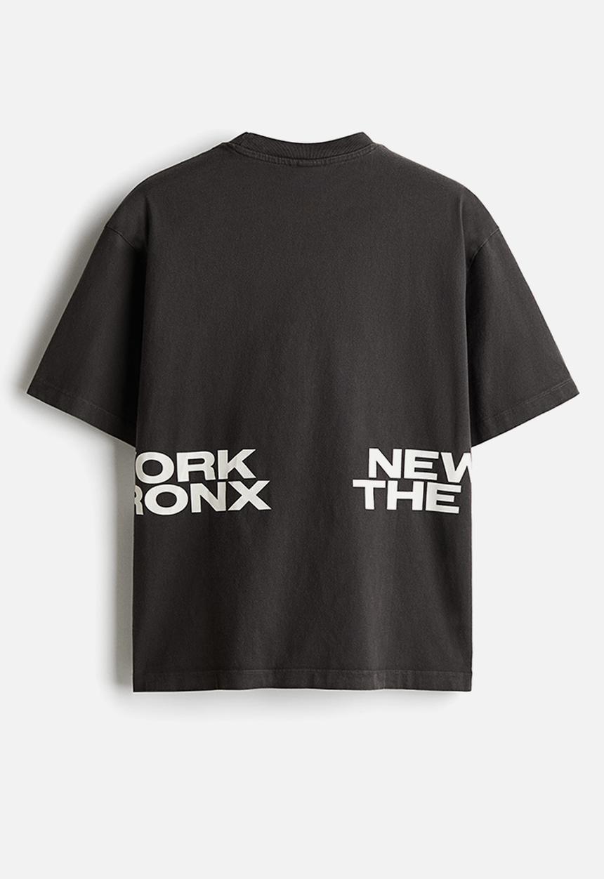 H&M - Loose fit washed T-shirt - dark grey the bronx