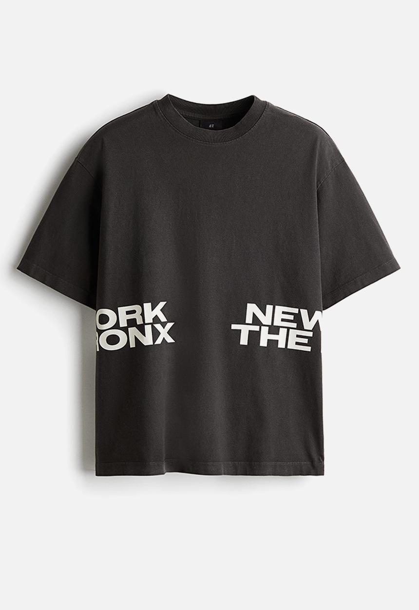 H&M - Loose fit washed T-shirt - dark grey the bronx