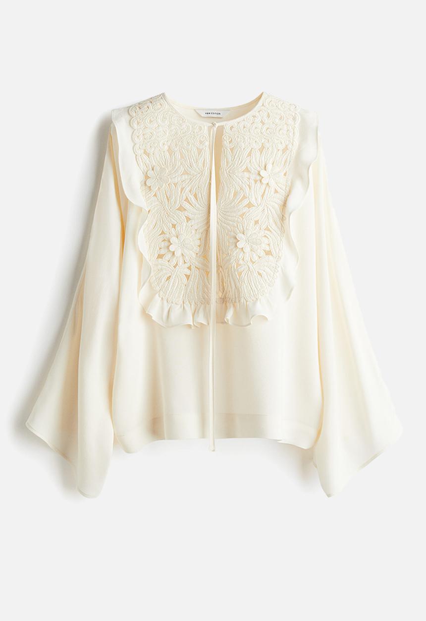 H&M - Embroidered blouse - cream