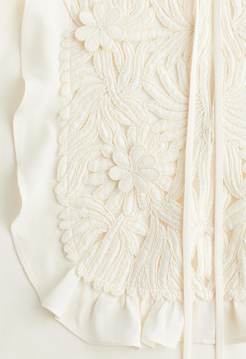 H&M - Embroidered blouse - cream
