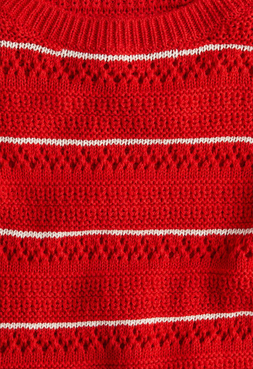 H&M - Pointelle-knit cotton jumper - red/striped 