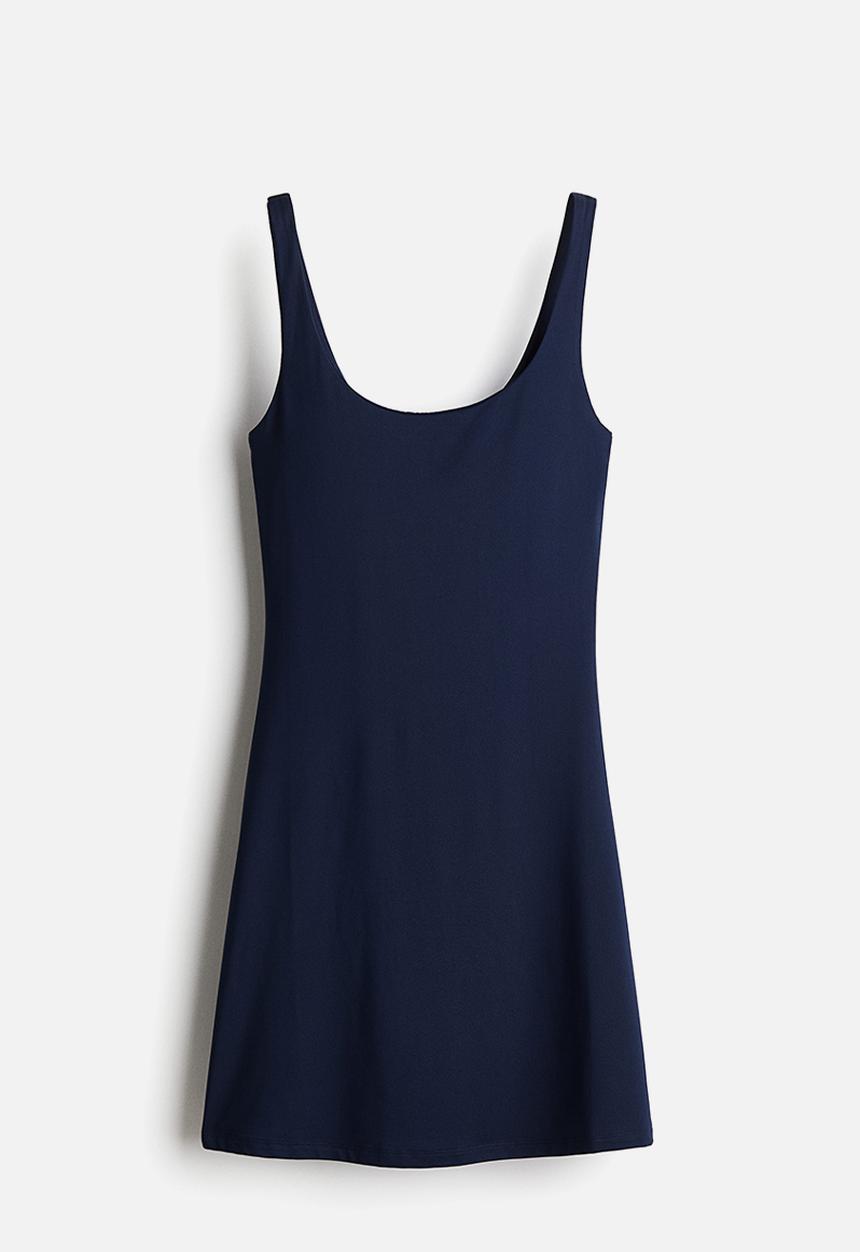H&M - Sleeveless microfibre dress - navy blue