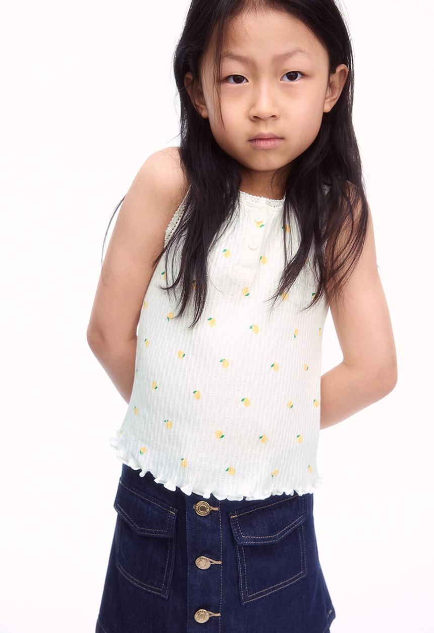 H&M - Pointelle cotton vest top - white lemons