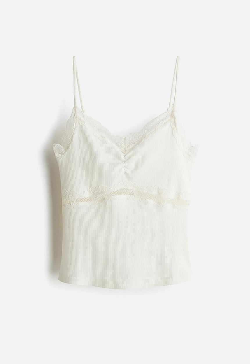 H&M - Lace-detail strappy top - white