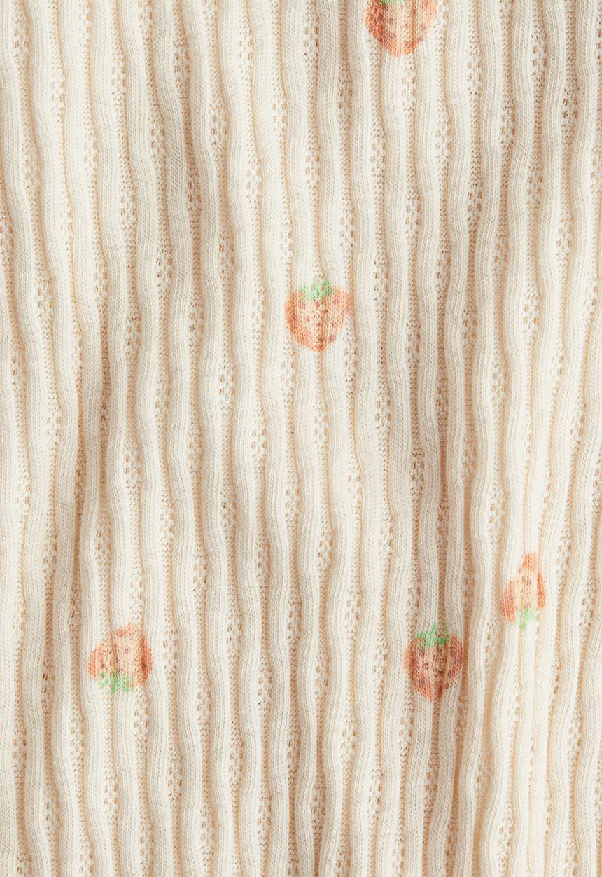 H&M - Flounce-trimmed cotton top - peach pink/strawberries