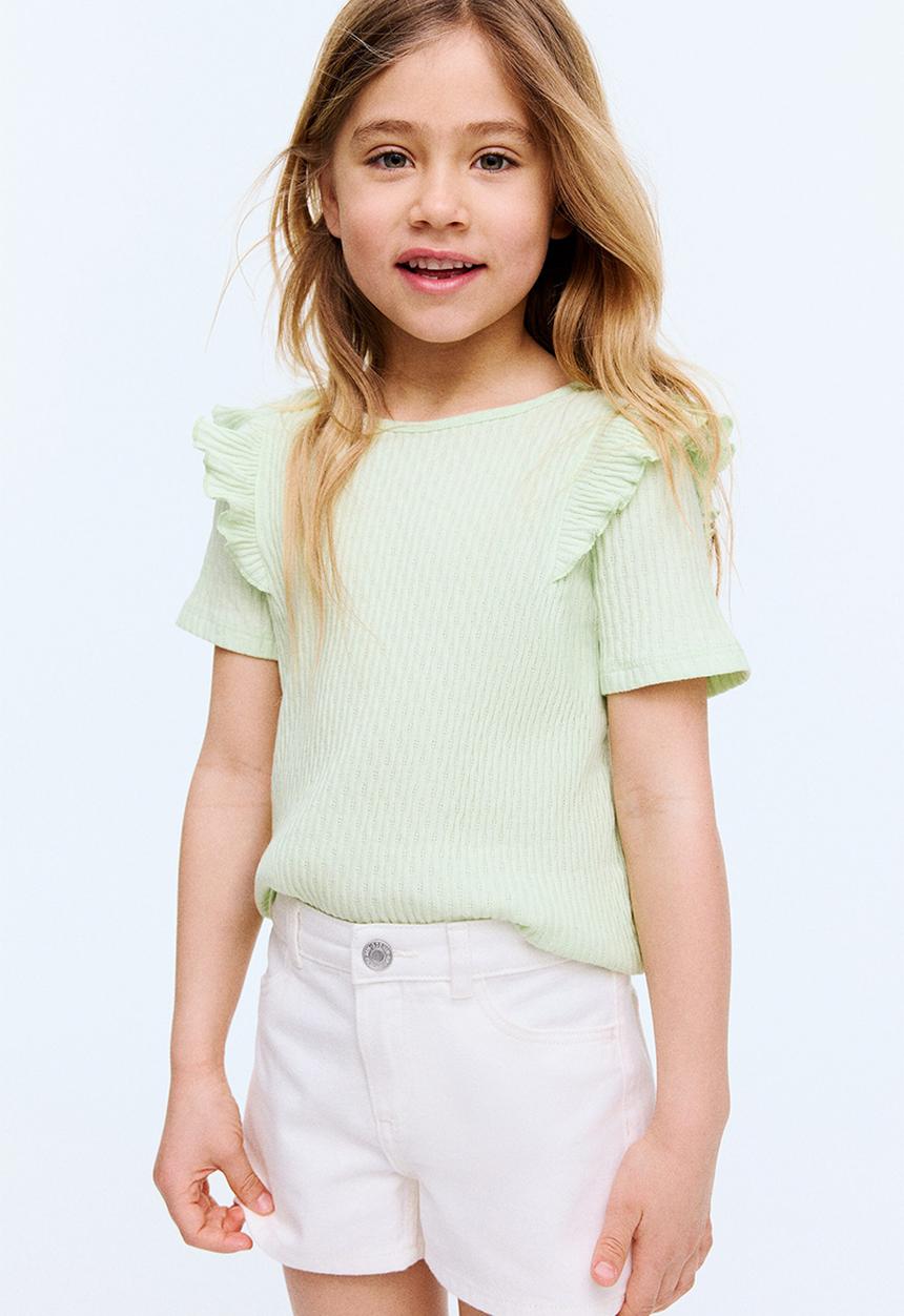 H&M - Flounce-trimmed cotton top - light green