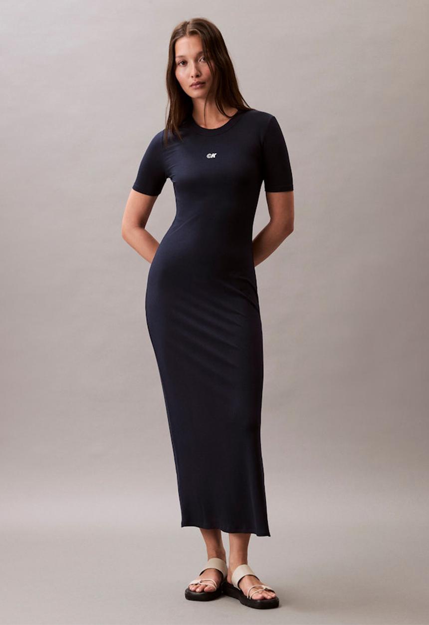 Calvin Klein - A - modal rib ss dress - dark sapphire